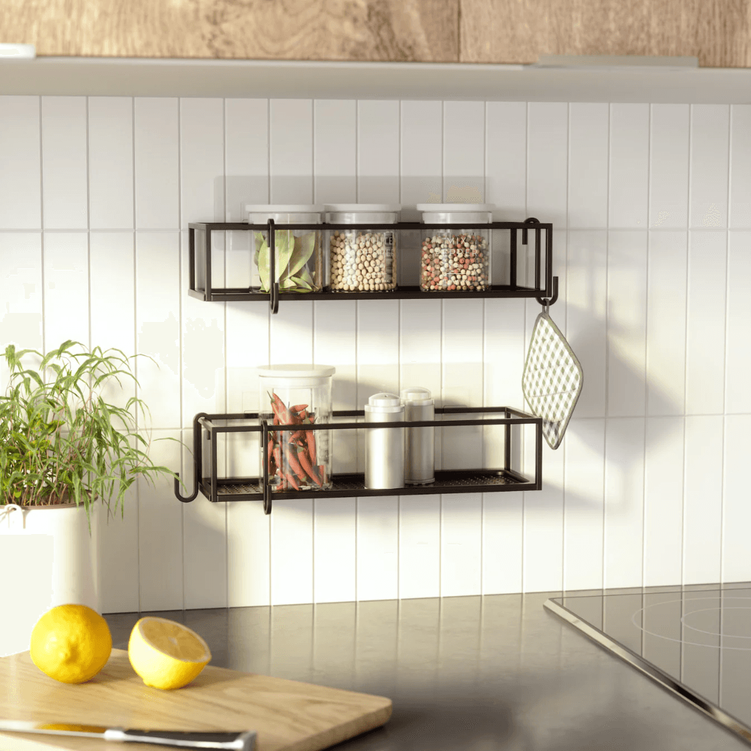 Prateleira Porta Shampoo Cubiko Preta 2 Peças