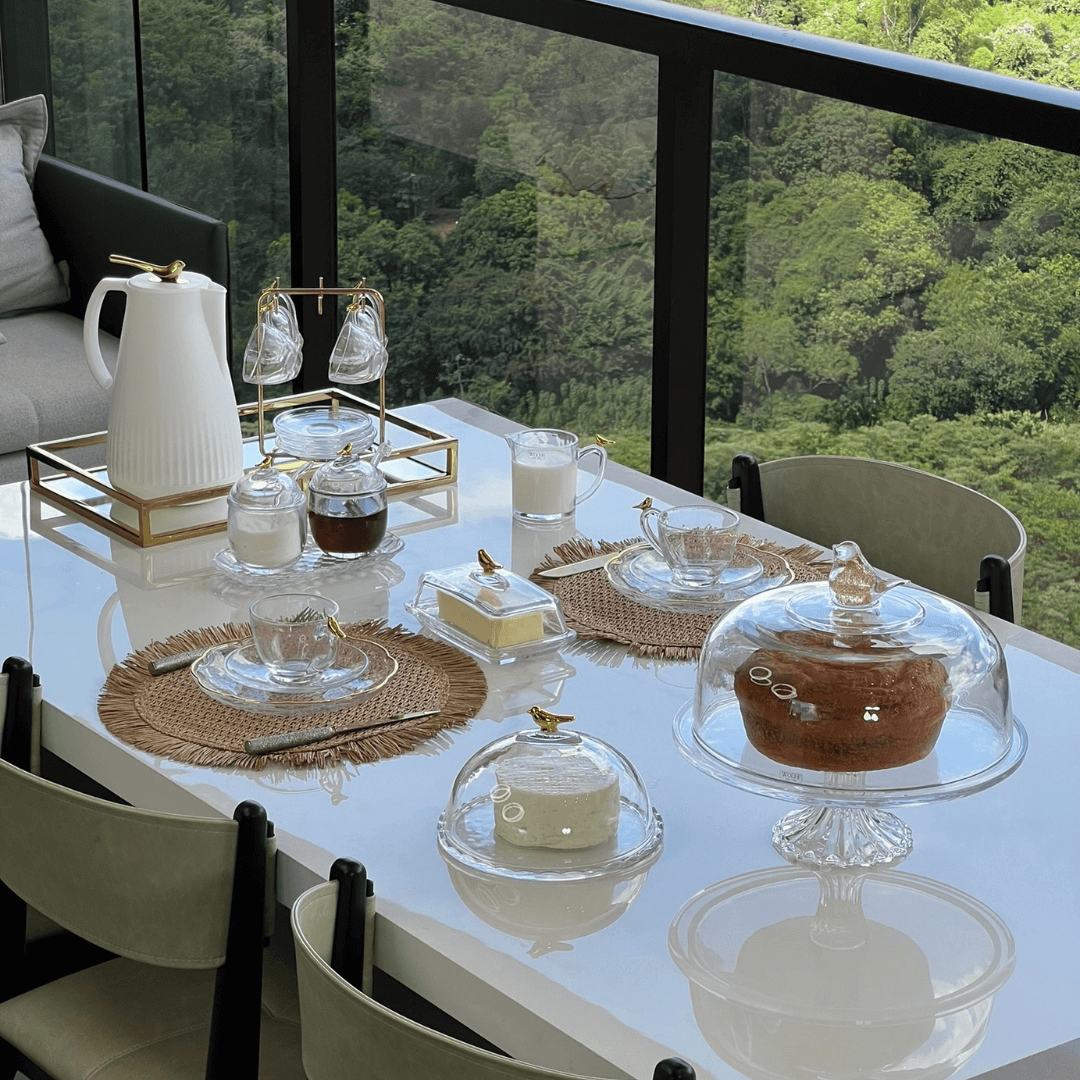 Queijeira com Tampa de Cristal Golden Bird 20cm