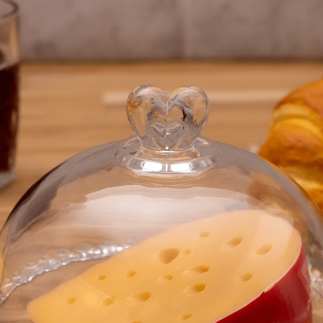 Queijeira de Cristal de Chumbo Tampa Coração 19,5 cm