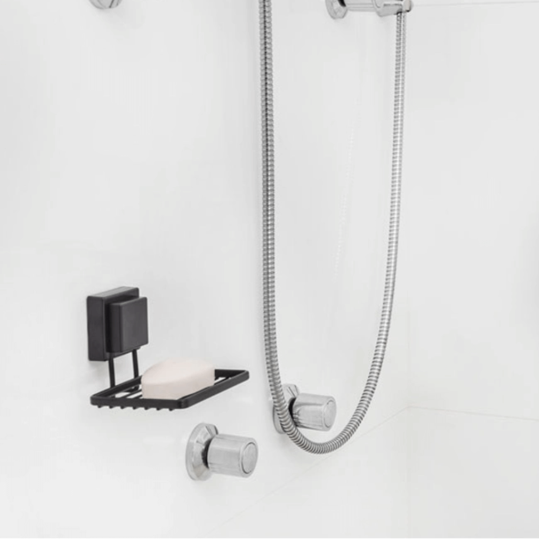 Saboneteira de Parede com Ventosa 12 cm Preto Fosco Fácil Instalação