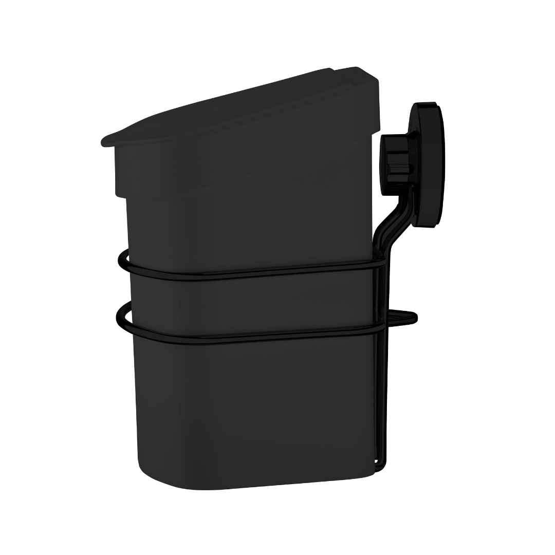 Suporte Com Lixeira De Fixacao Ventosa Preto Fosco 2,5 Litros