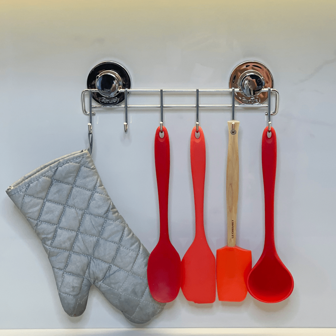 Suporte Multiuso 6 Ganchos com Fixação Por Ventosas Cromado