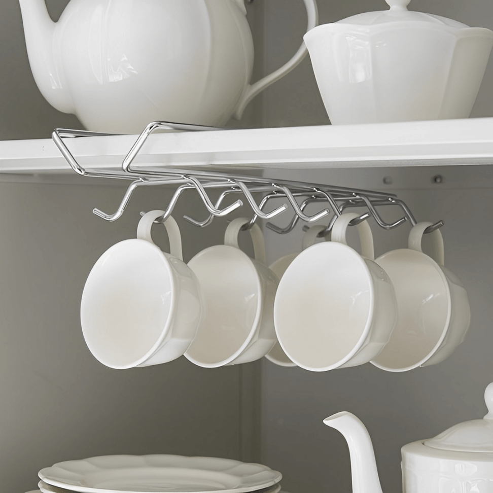 Suporte para Xícaras de Encaixar no Armário Cromado
