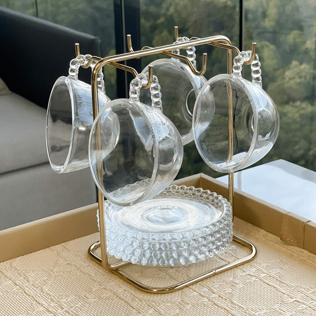 Suporte Porta Pires Maior e Xicara de Cha Dourado