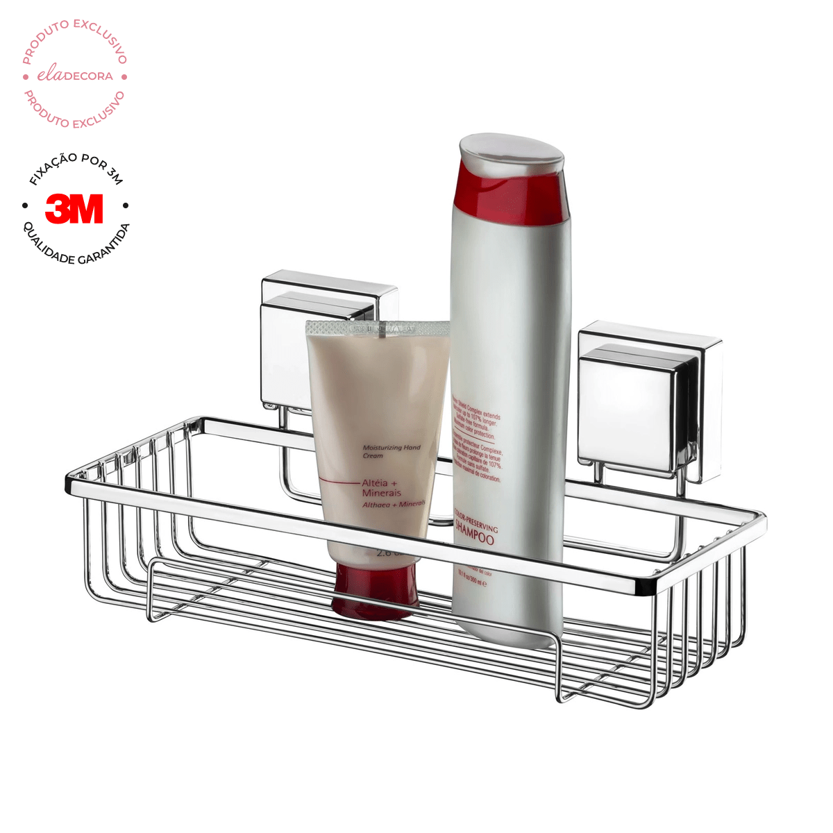 Suporte Porta Shampoo com Fixação 3M Cromado