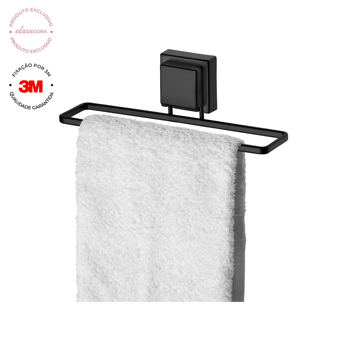 Toalheiro de Lavabo Fixação 3M 25cm Preto Fosco