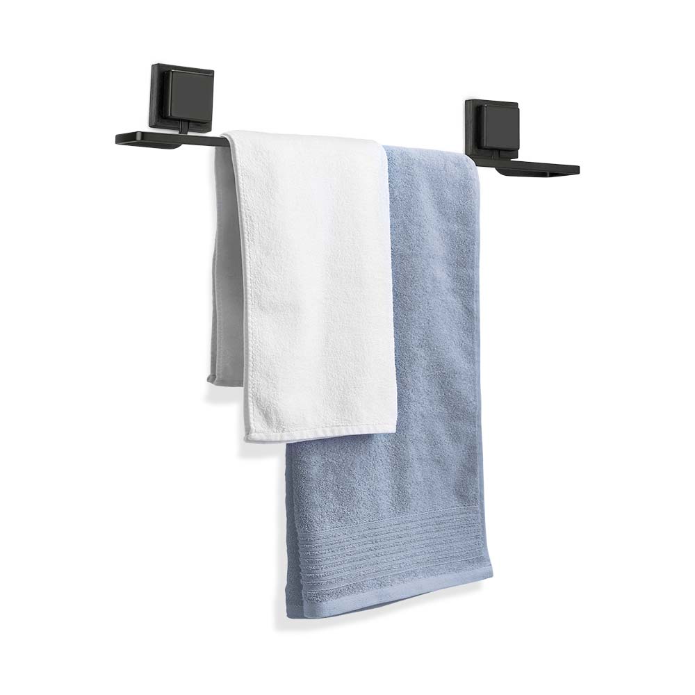 Toalheiro Porta Toalha de Banho de Piatina 3M Black Preto 50cm