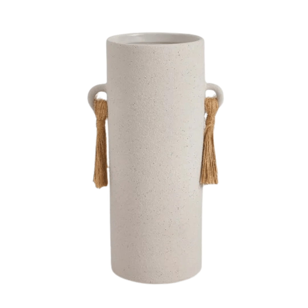 Vaso em Cerâmica com Corda Off White 26,5cm