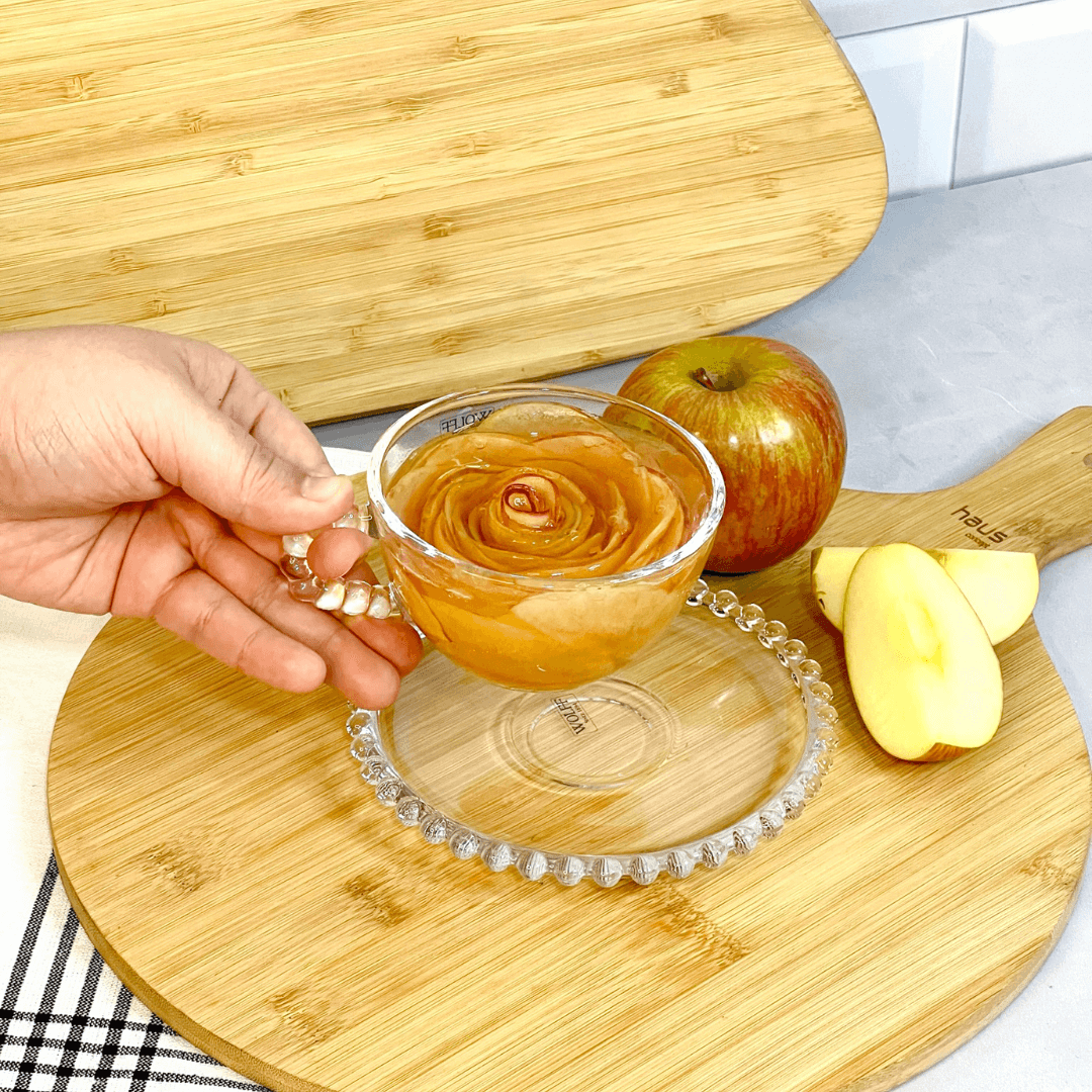 Jogo de 4 Xícaras de Chá Cristal de Chumbo com Pires Pearl Bolinha - 180ml