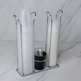 Organizador Copos Descartaveis 50/80ml, 200ml e Mexedor Preto e Cromado
