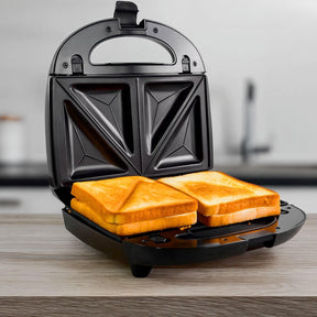 Sanduicheira e Grill Elétrica Antiaderente Preto 3 em 1 850W Compacta e Versátil