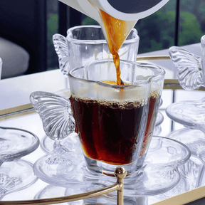 Jogo 4 Xicaras de Café com Pires de Vidro Butterfly 80ml