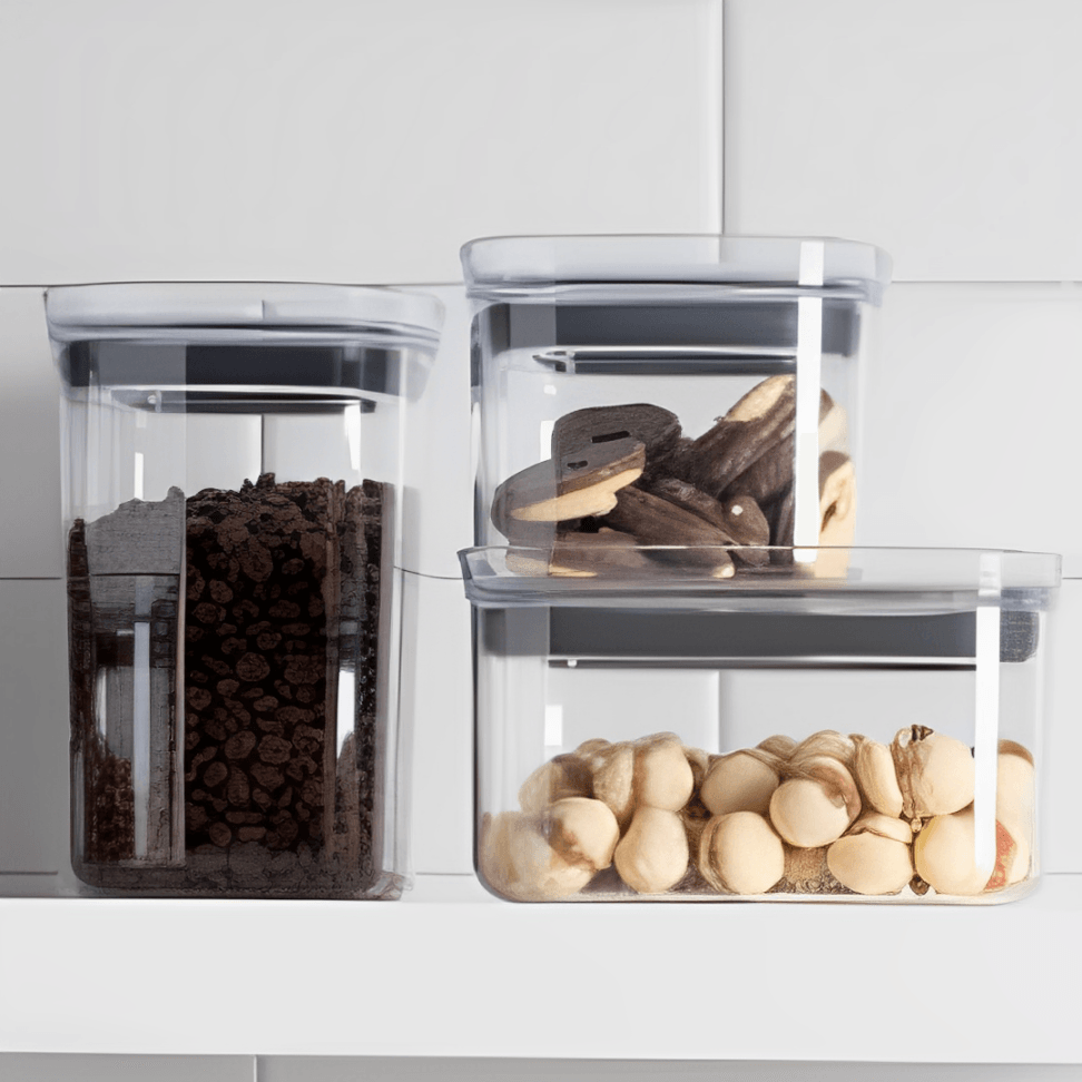 Pote Porta Mantimento Organizador Quadrado com Tampa Hermética Natural Block  450ml