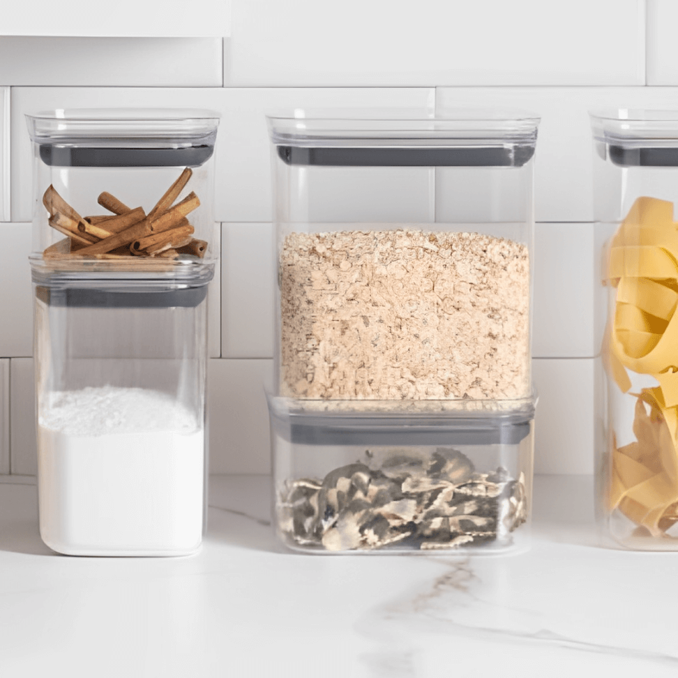 Pote Porta Mantimento Organizador Quadrado com Tampa Hermética Natural 1 Litro