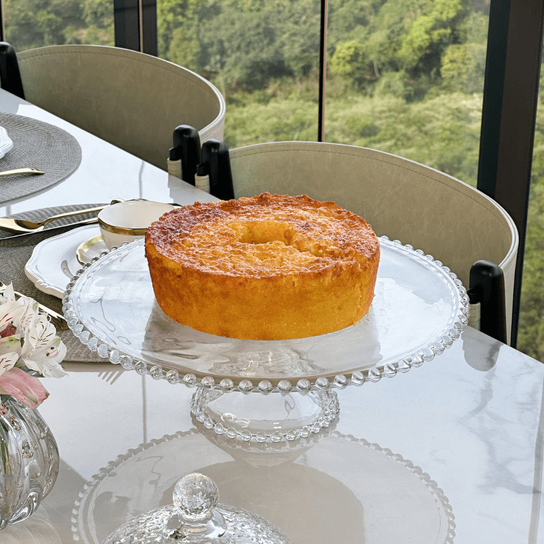 Prato Para Bolo Cristal Com Pé Pearl Bolinha - 31 cm