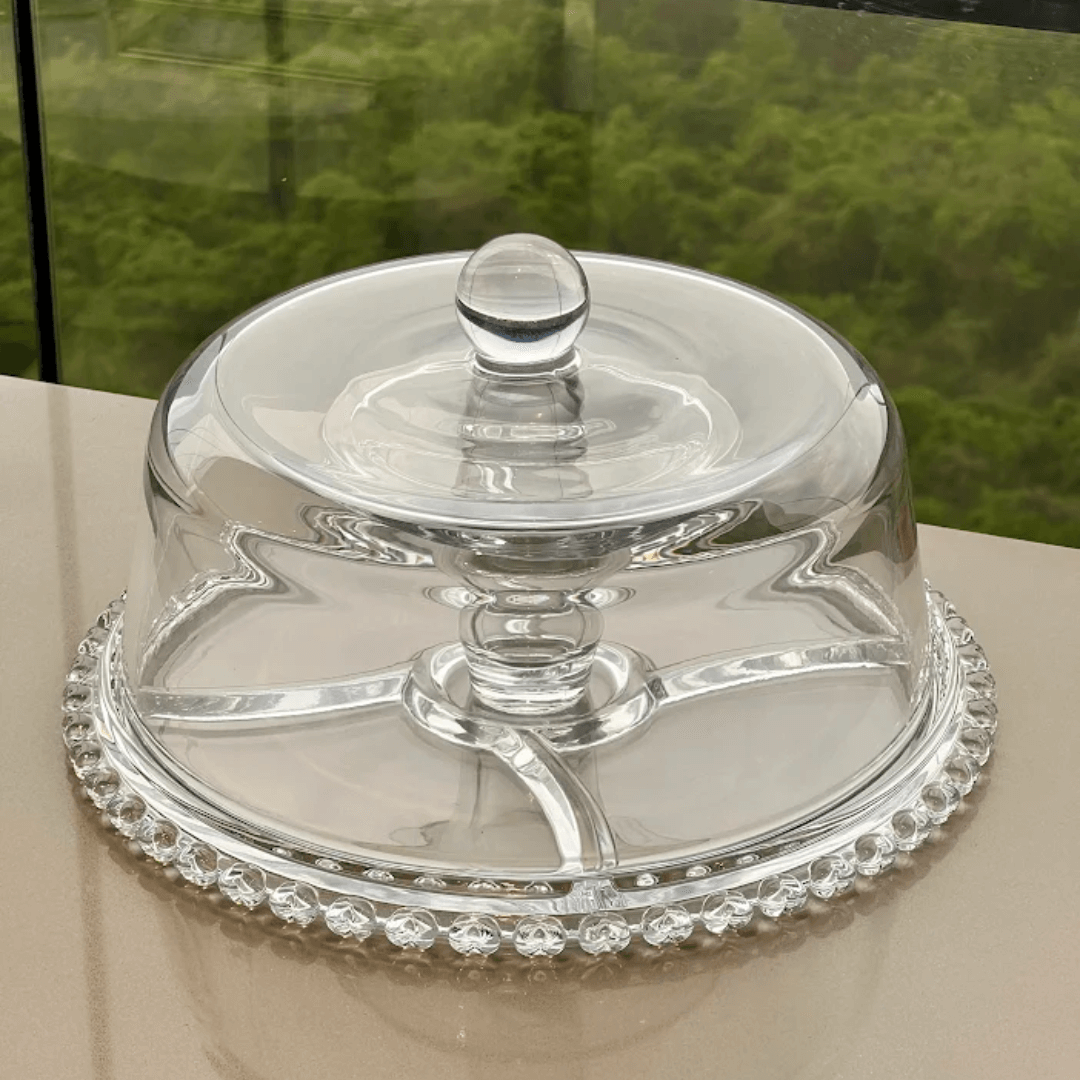 Prato para Bolo Boleira Petisqueira de Cristal Coração 25,5cm