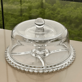 Prato para Bolo Boleira Petisqueira de Cristal Coração 25,5cm