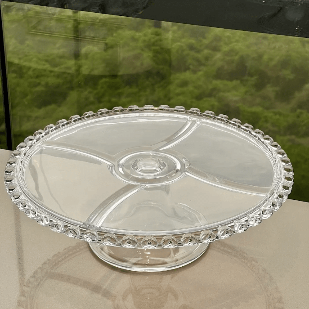 Prato para Bolo Boleira Petisqueira de Cristal Coração 25,5cm