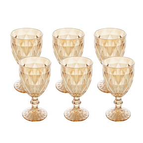 Jogo 6 Taças para Água de Vidro Diamond Âmbar Metalizado - 325ml
