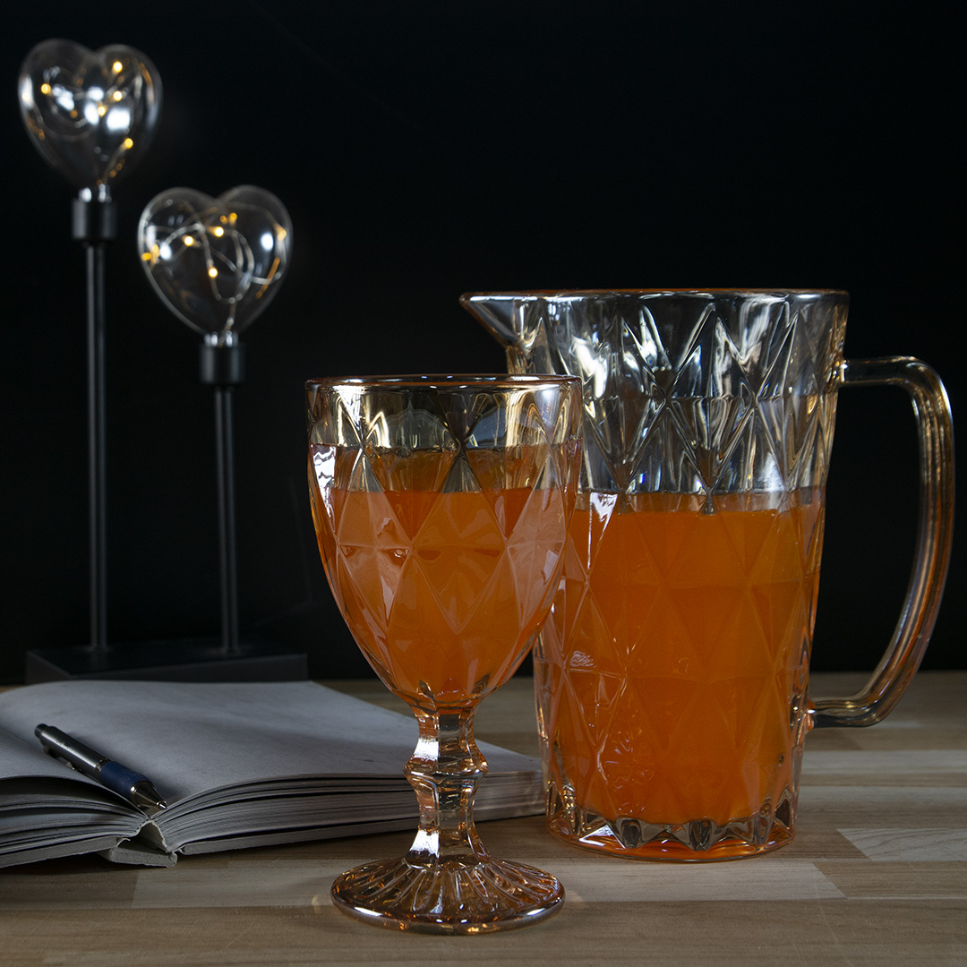 Jogo 6 Taças para Água de Vidro Diamond Âmbar Metalizado - 325ml