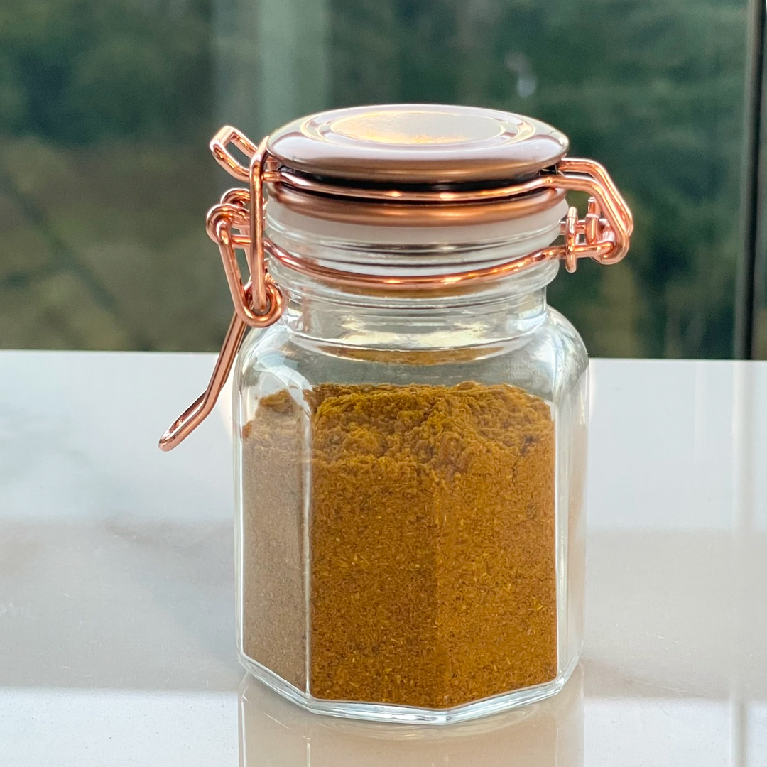 Porta Tempero Hermético de Vidro e Metal Rose Gold - 8 cm