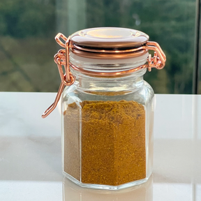 Porta Tempero Hermético de Vidro e Metal Rose Gold - 8 cm