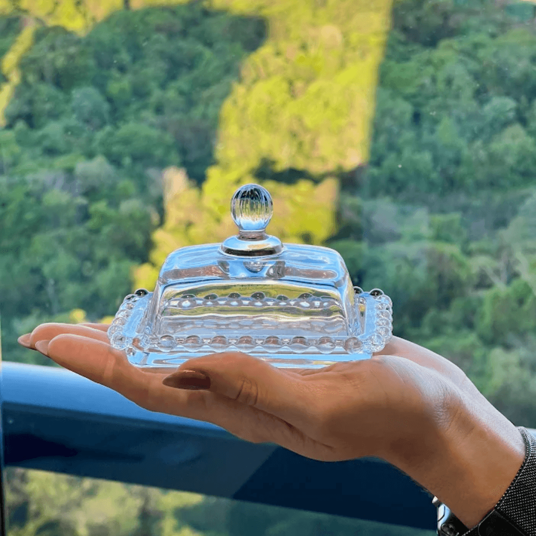 Manteigueira Cristal Pearl Bolinha - 11 cm