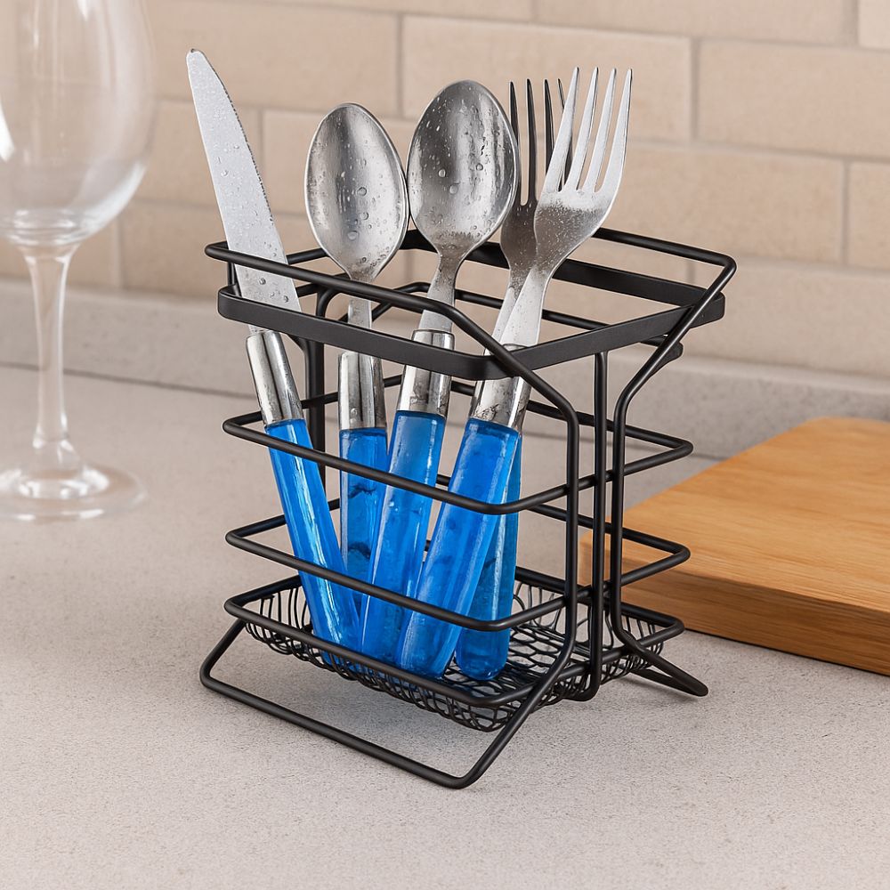 Porta Talher Com Divisória Linha Black Aço Preto