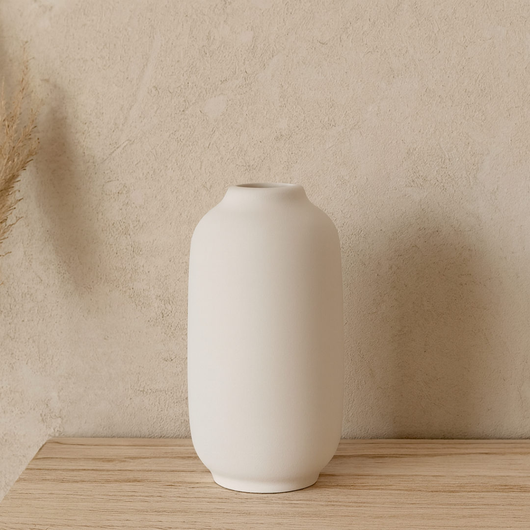 Vaso Decorativo em Cerâmica Branco 28cm