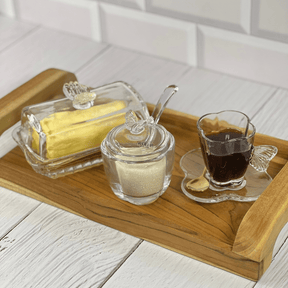 Jogo 4 Xicaras de Café com Pires de Vidro Butterfly 80ml