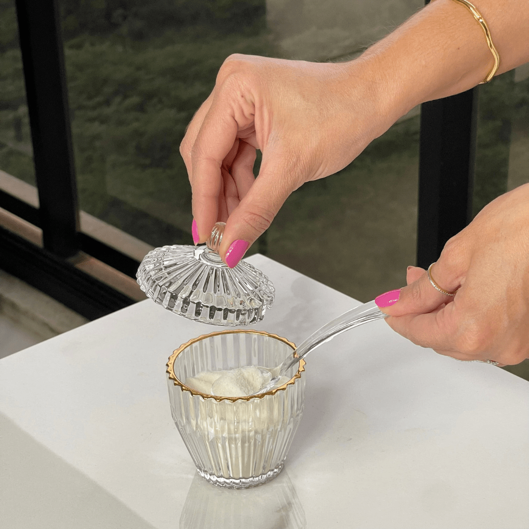 Açucareiro Imperatriz em Cristal Fio de Ouro 11cm