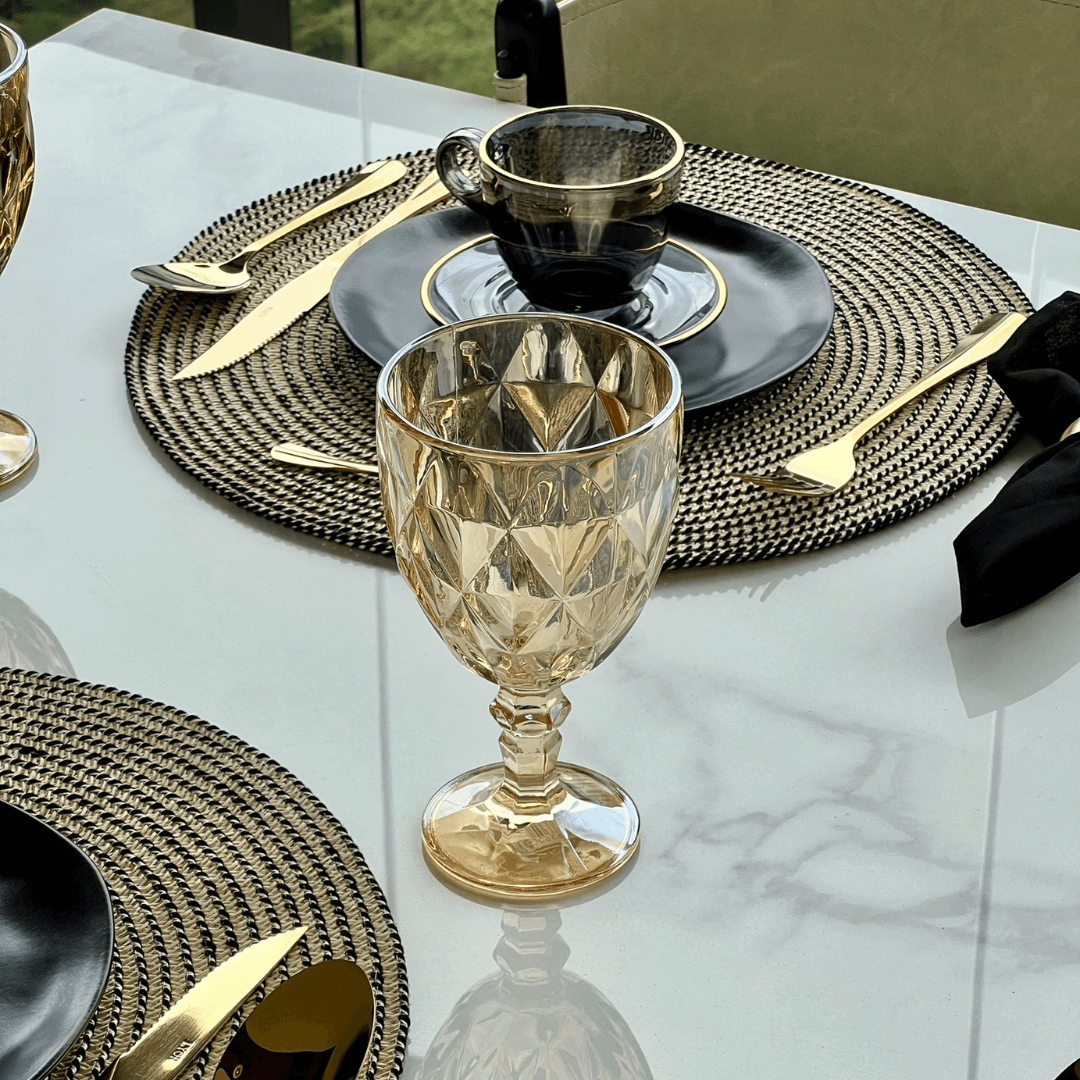 Jogo 6 Taças para Água de Vidro Diamond Âmbar Metalizado - 325ml