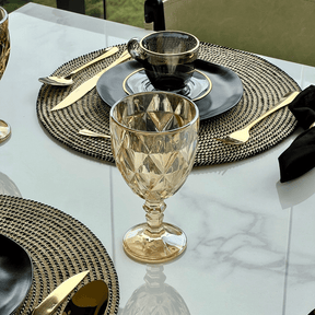 Jogo 6 Taças para Água de Vidro Diamond Âmbar Metalizado - 325ml