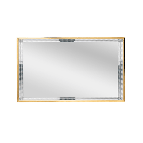 Bandeja de Metal Dourada com Espelho 30cm