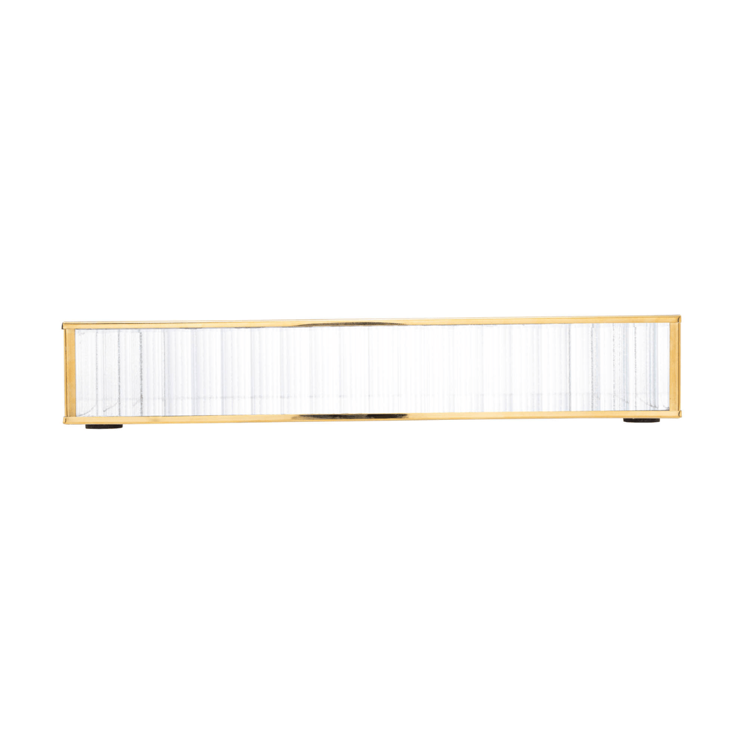 Bandeja de Metal Dourada com Espelho 30cm