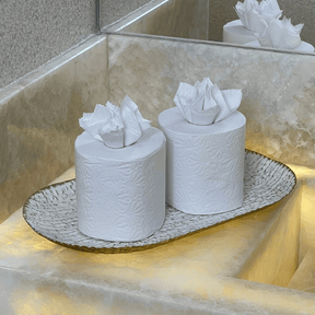 Bandeja em Metal Oval Off White 35cm M