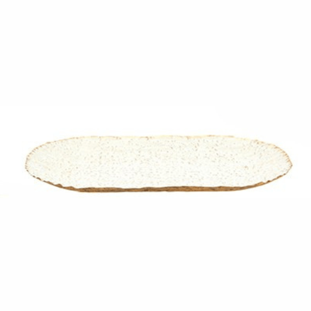 Bandeja em Metal Oval Off White 35cm M