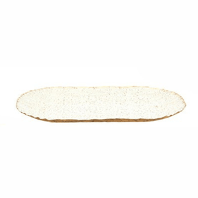 Bandeja em Metal Oval Off White 35cm M