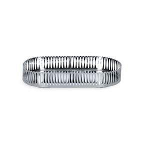 Bandeja Oval de Metal Espelhada Cromada 26cm