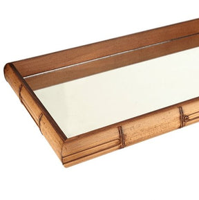 Bandeja Quadrada em Madeira Estilo Bambu Espelhado Marrom 36cm x 4,5cm