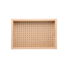 Bandeja Retangular de MDF com Fundo Vidro Trelica 30cm