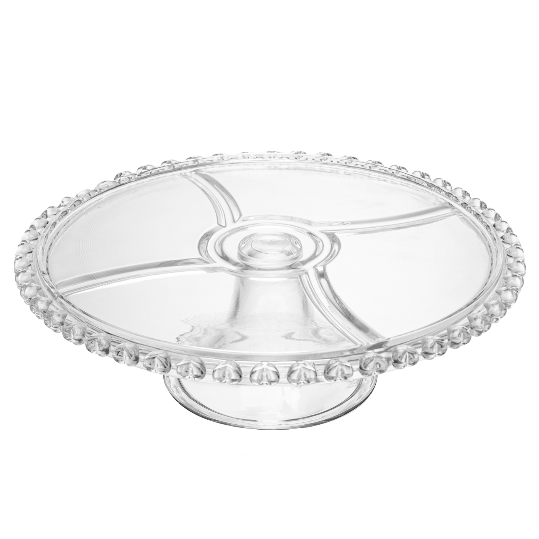 Prato para Bolo Boleira Petisqueira de Cristal Coração 25,5cm