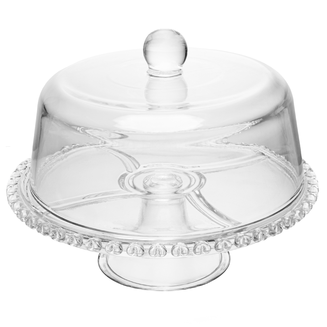 Prato para Bolo Boleira Petisqueira de Cristal Coração 25,5cm