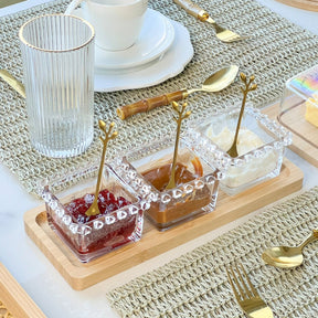 Bowl Quadrado de Cristal Coração Pearl Transparente 8,5cm