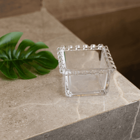 Bowl Quadrado de Cristal Coração Pearl Transparente 8,5cm