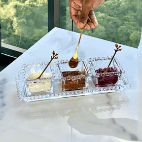 Bowl Quadrado de Cristal Coração Pearl Transparente 8,5cm