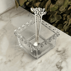 Bowl Quadrado de Cristal Coração Pearl Transparente 8,5cm