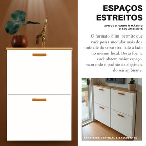 Sapateira Suspensa De Parede Vertical 2 Portas Basculante Moderna Estilo Minimalista Organizar