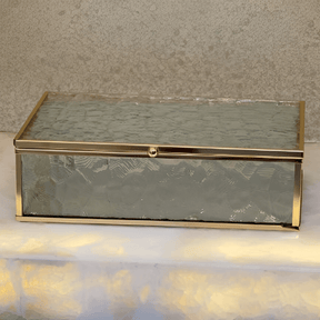 Caixa de Vidro e Metal Dourado 25cm G