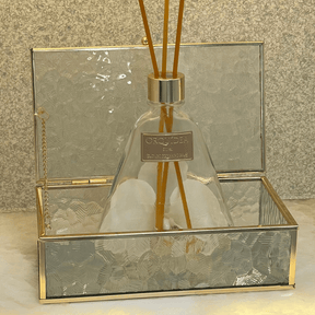 Caixa de Vidro e Metal Dourado 21cm P